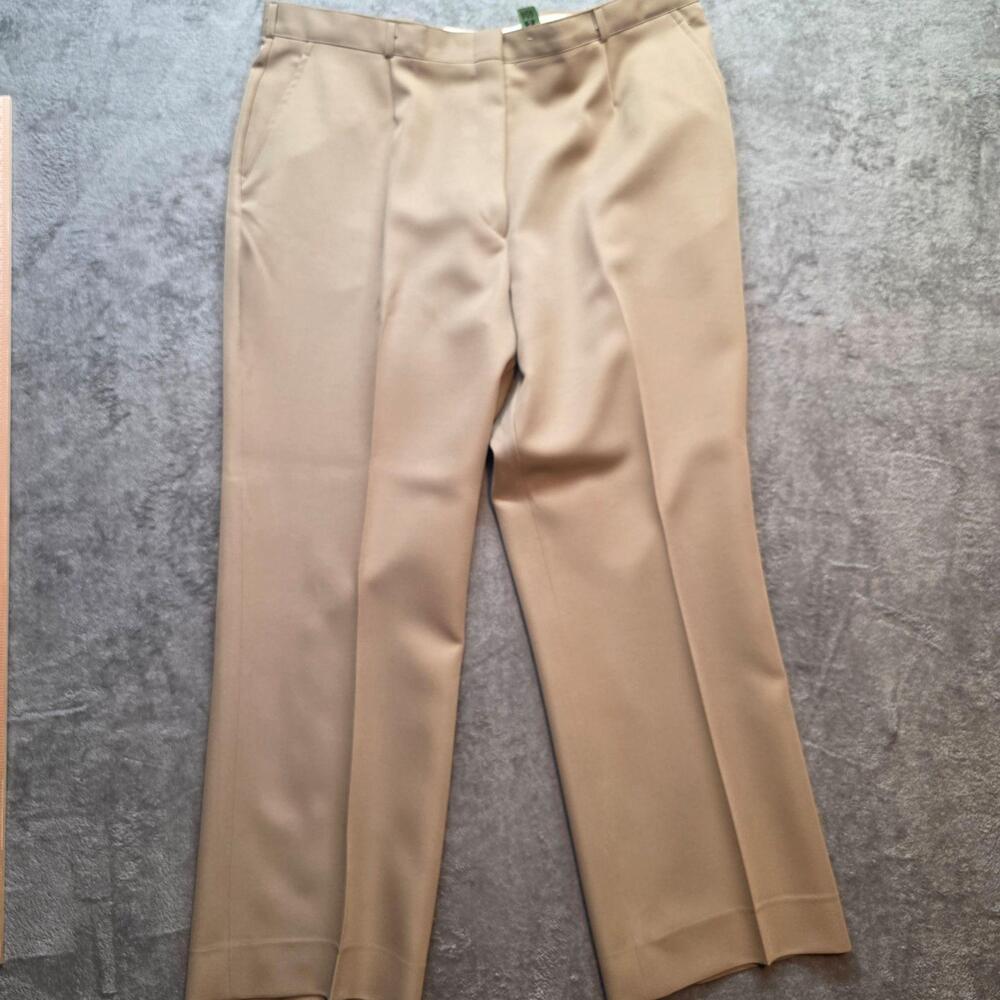 Creighton Pants Womens 22R Beige Pleated Twill Plus Made In USA Navy Uniform Vtg